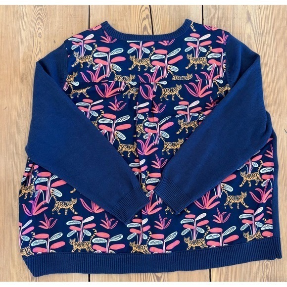 Modcloth Sweaters - ModCloth 3X Navy Blue Tiger Floral Print Cardigan Sweater Women's